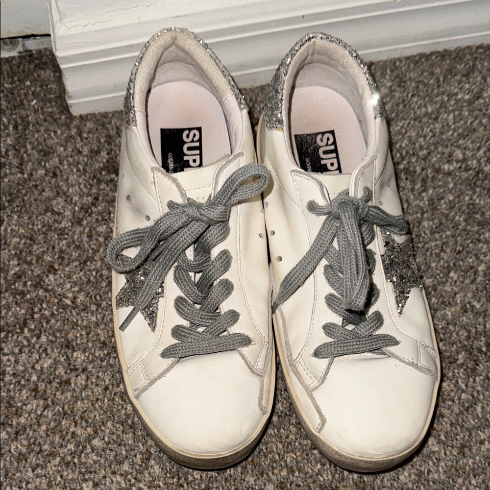 Golden Goose White Sneakers with Silver Accents - Picture 3 of 5